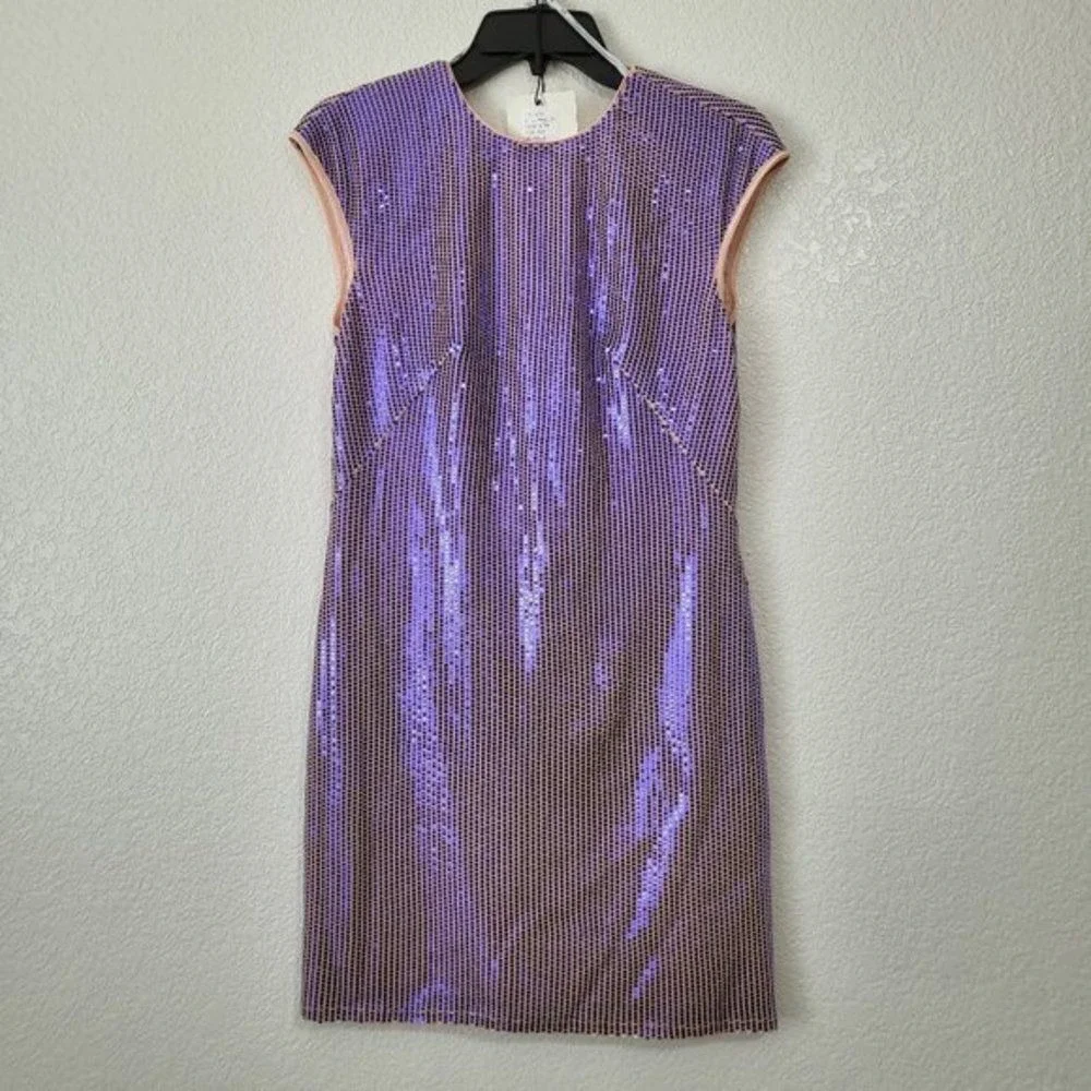 SHO‎ by Tadashi Shoji Cap Sleeves Sequin Women's Mini Dress in Purple Sz XXS